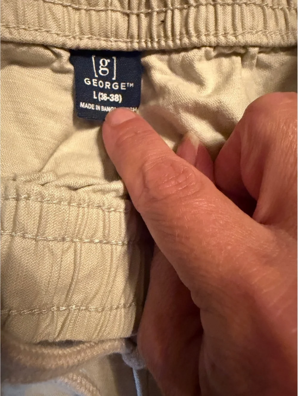 George Men's Beige Cotton Blend Casual Shorts Size Large 36-38